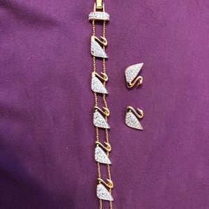 Swarovski Swan Bracelet and Earrings